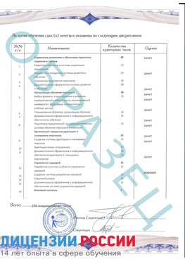 Образец приложение к диплому (страница 2) Матвеев Курган Профессиональная переподготовка сотрудников 